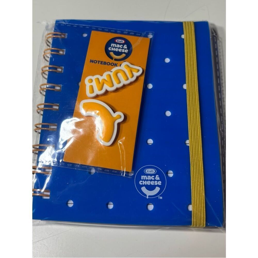New Kraft Mac & Cheese Blue Polka Dot Notebook with Yellow Elastic